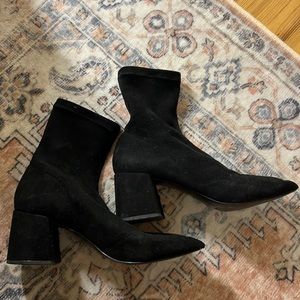 Black suede sock bootie